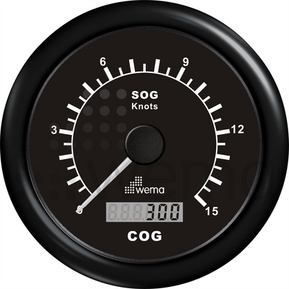 GPS log 0-15 knots 85 mm, complete with antenna