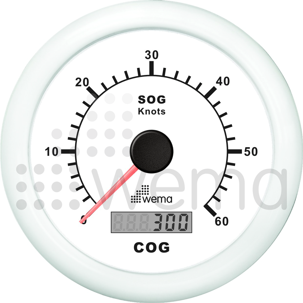 GPS log 0-60 knots 85 mm, complete with antenna