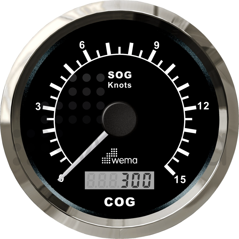 GPS log 0-15 knots 85 mm, complete with antenna
