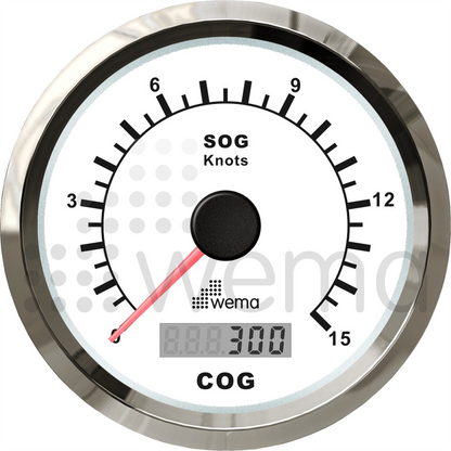 GPS log 0-15 knots 85 mm, complete with antenna